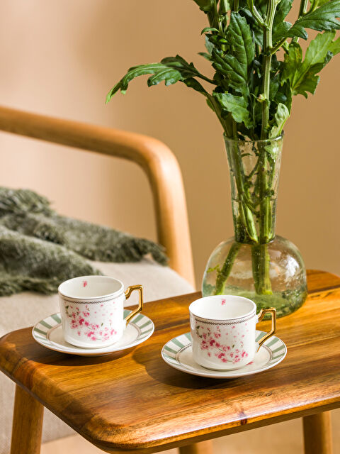 LCW HOME Çiçek Desenli 2 Kişilik Porselen Kahve Fincan Takımı 90 ml - S58752Z8-F9C