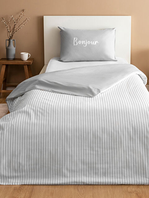 LCW HOME Çizgi Desenli Pamuklu Tek Kişilik Nevresim Seti - S5BL29Z8-G2Y