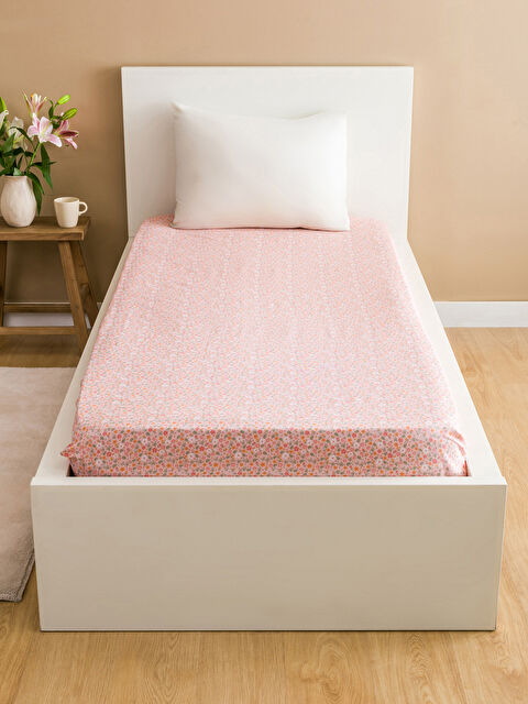 LCW HOME Çiçek Desenli Tek Kişilik Lastikli Çarşaf - S5BQ63Z8-LRW