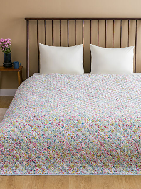 LCW HOME Çiçek Desenli Çift Kişilik Yatak Örtüsü 200x220 cm - S5BT85Z8-F9C