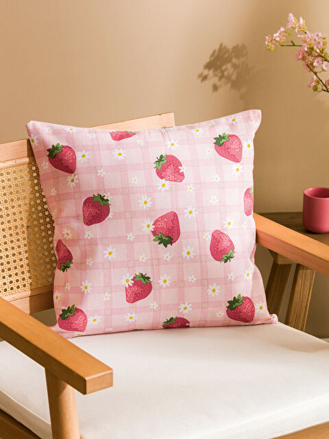 LCW HOME Çilek Baskılı Kırlent Kılıfı 45x45 cm - S5BU98Z8-LT4