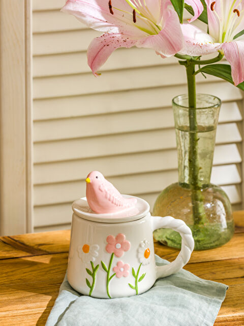 LCW HOME Çiçekli Kapaklı Seramik Kupa 465 ml - S5CI74Z8-M0T