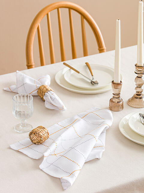 LCW HOME Nakışlı Yemek Masası Peçetesi 2'li 40x40 cm - S5CM39Z8-LUL