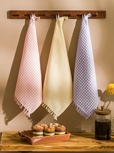 LCW HOME Ekose Desenli Kurulama Bezi 3'lü 40x50 cm - S5CO69Z8-LT4