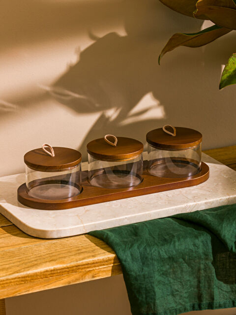 LCW HOME طقم حاويات تخزين خشبية - ٣ قطع - S5DH34Z8-DAV