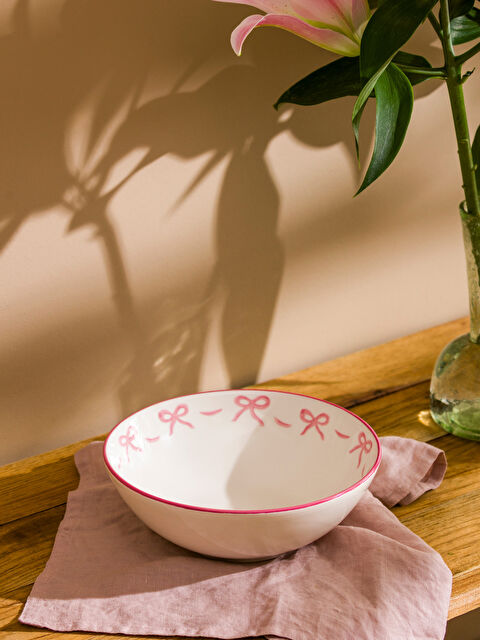 LCW HOME Bow Printed Ceramic Salad Bowl 19 cm - S5DK90Z8-LT4