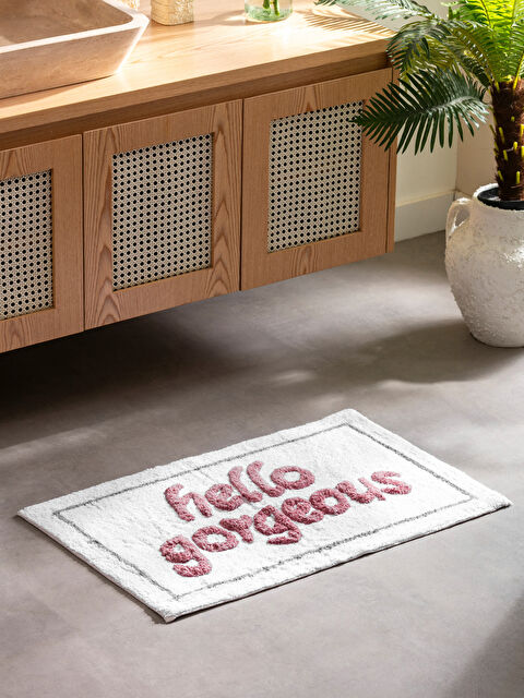 LCW HOME Embroidered Text Bath Mat 50x80 cm - S5ED08Z8-LT4