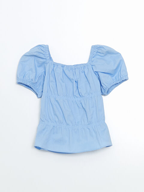 LCW Kids Kare Yaka Keten Karışımlı Kız Çocuk Bluz - S5EH71Z4-YTE