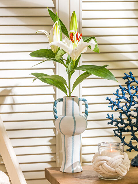 LCW HOME Çizgili Dekoratif Seramik Vazo 23 cm - S5G704Z8-LQK