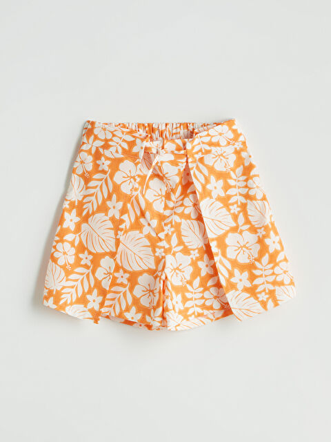 LCW Kids Beli Lastikli Çiçekli Kız Çocuk Şort Etek - S5GC19Z4-LSR