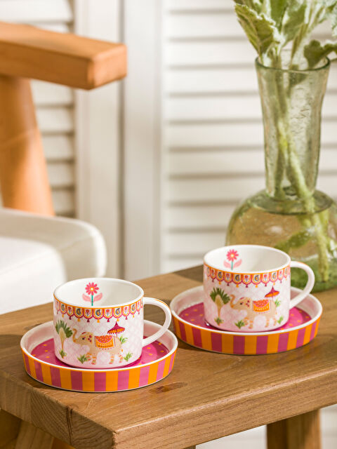 LCW HOME Printed 2-Person Porcelain Coffee Cup Set 90 ml - S5GL38Z8-M0T