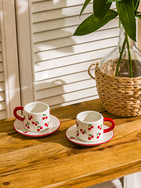 LCW HOME Fish Print Ceramic Coffee Cup Set for 2 People 100 ml - S5GL63Z8-LTQ