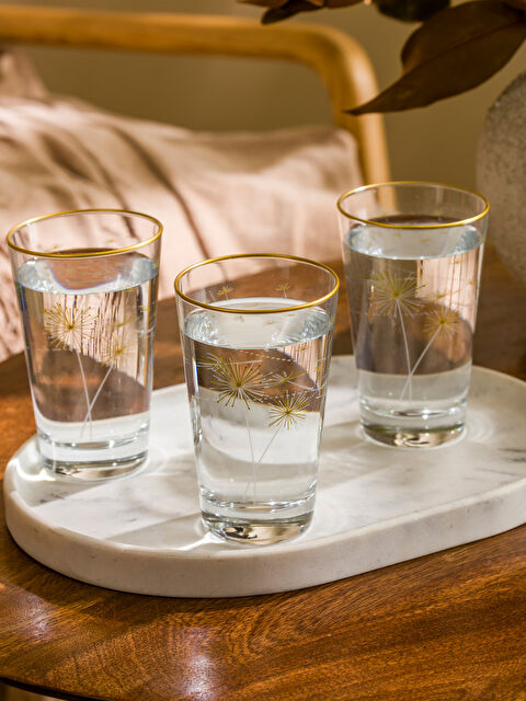 LCW HOME Çiçek Baskılı Cam Su Bardağı 3'lü 400 ml - S5H211Z8-LUL