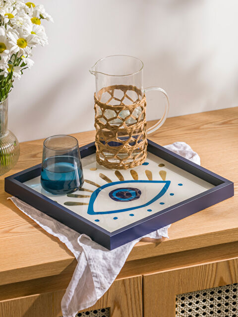 LCW HOME Göz Baskılı Dekoratif Tepsi 33x33 cm - S5H665Z8-F9C