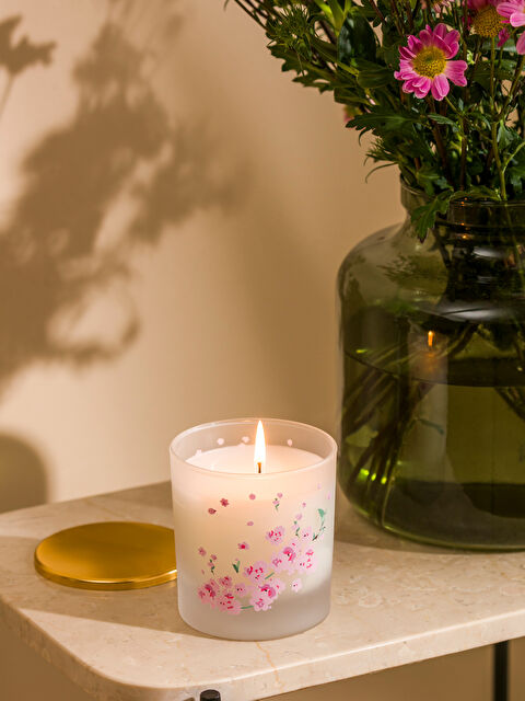 LCW HOME Staklena Sveća sa Cvetnim Uzorkom 190 g