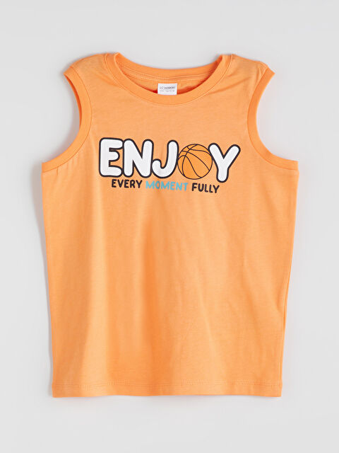 LCW Kids Bisiklet Yaka Baskılı Erkek Çocuk Pijama Üst