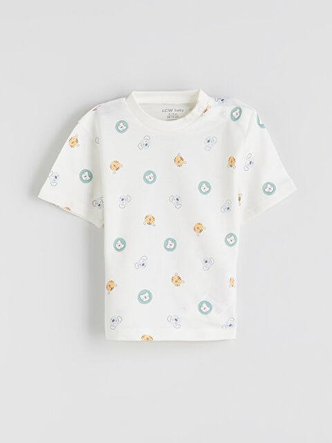 LCW baby Bisiklet Yaka Baskılı Erkek Bebek Tişört - S5J783Z1-LRA
