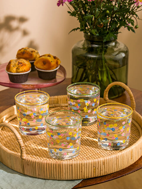 LCW HOME Verre à Eau à Motif Floral Lot de 4 Pièces 380 ml - S5JN65Z8-F9C