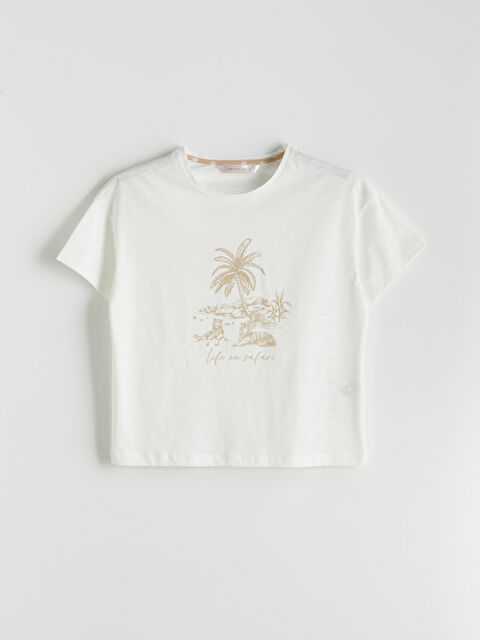 LCW DREAM Bisiklet Yaka Baskılı Kadın Pijama Üst - S5JN78Z8-FDU