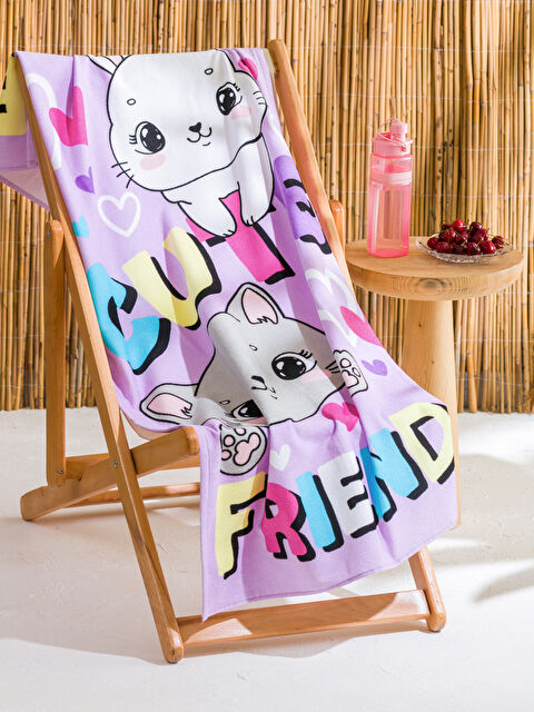 LCW HOME منشفة شاطئ للبنات مطبوعة Hello Kitty 75x150 سم - S5KE85Z4-G3W