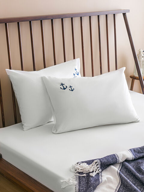 LCW HOME Çapa Baskılı Pamuklu Yastık Kılıfı 2'li 50x70 cm - S5MG93Z8-J5E