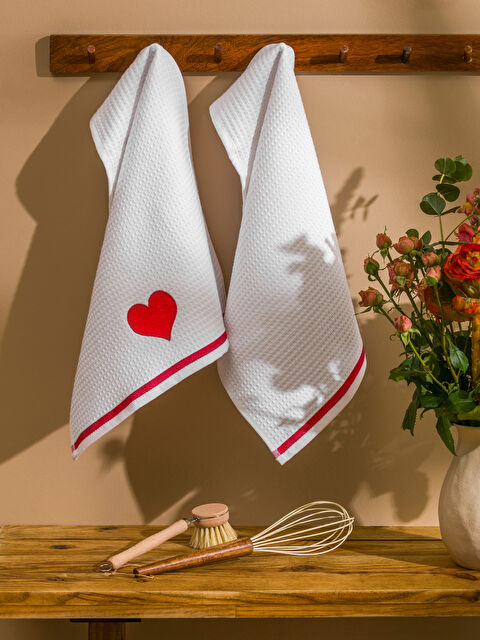 LCW HOME Kalp Nakışlı Kurulama Bezi 2'li 40x50 cm - S5MI56Z8-LTQ