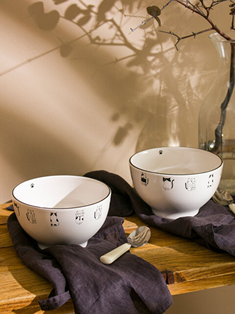 LCW HOME وعاء خزفي بطبعة حيوانات، طقم من قطعتين، 14 سم - S5NM19Z8-M0T