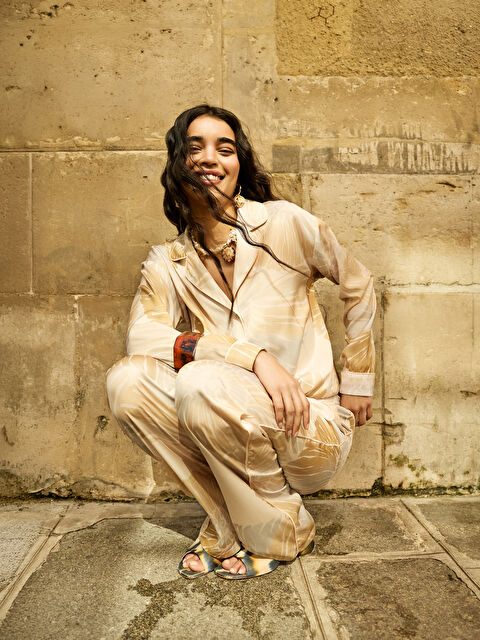 LCW DREAM Gömlek Yaka Desenli Kadın Pijama Takımı - S5PG14Z8-LRA