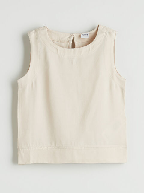 LCW Kids Bisiklet Yaka Keten Karışımlı Kız Çocuk Bluz - S5PY17Z4-QW6