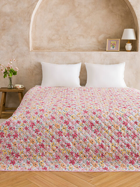 LCW HOME Çiçek Desenli Çift Kişilik Yatak Örtüsü  - S61008Z8-F9C