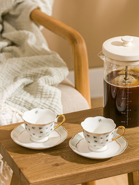 LCW HOME Göz Baskılı 2 Kişilik Porselen Kahve Fincan Takımı 90 ml - S61014Z8-LRR