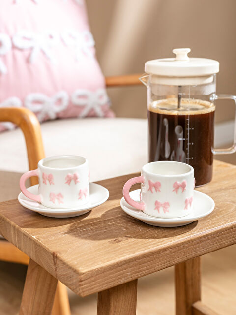 LCW HOME Fiyonk BaskıIı 2 Kişilik Seramik Kahve Fincan Takımı 100 ml - S61016Z8-LT4