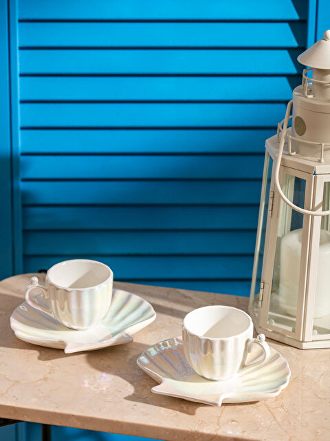 LCW HOME Deniz Kabuğu Figürlü 2 Kişilik Porselen Kahve Fincan Takımı 90 ml - S61074Z8-J5E