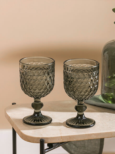 LCW HOME Desenli Ayaklı Cam Bardak Seti 2'li - S61126Z8-LQJ