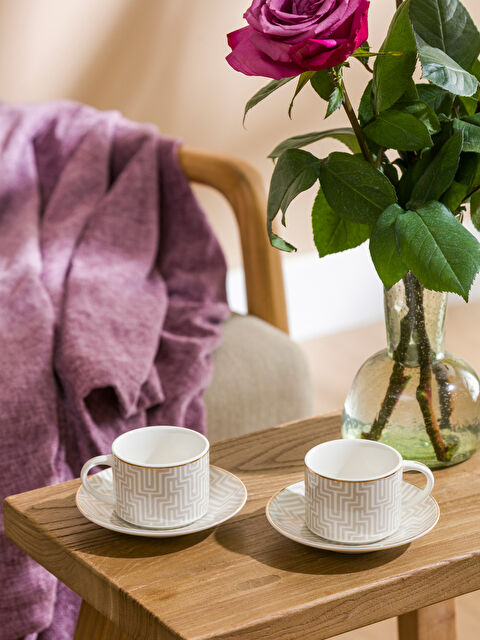 LCW HOME Baskılı 2 Kişilik Porselen Kahve Fincan Takımı 90 ml - S61129Z8-DEE