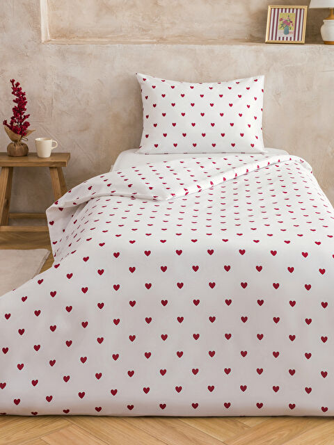 LC WAIKIKI Kalp Baskılı Pamuklu Tek Kişilik Nevresim Seti - S61772Z8-LTQ