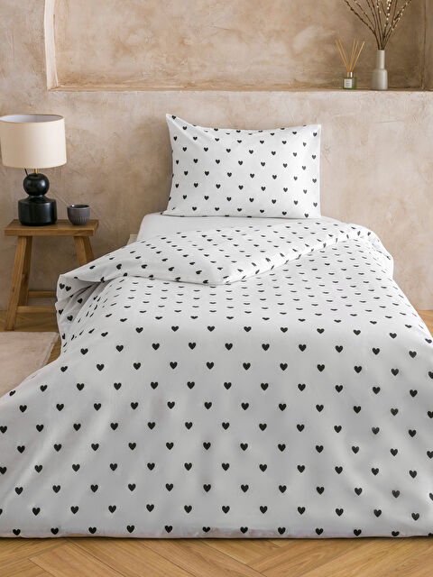 LC WAIKIKI Kalp Baskılı Pamuklu Tek Kişilik Nevresim Seti - S61778Z8-LQJ