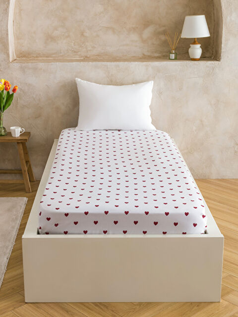 LCW HOME Kalp Baskılı Tek Kişilik Lastikli Çarşaf - S61784Z8-LTQ