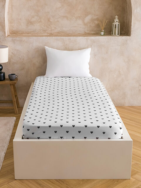 LCW HOME Kalp Baskılı Tek Kişilik Lastikli Çarşaf - S61786Z8-LQJ