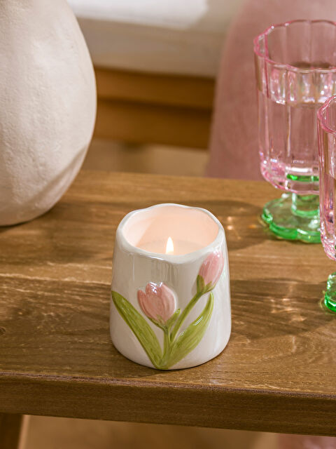 LCW HOME Çiçek Desenli Seramik Mum - S62740Z8-M0T
