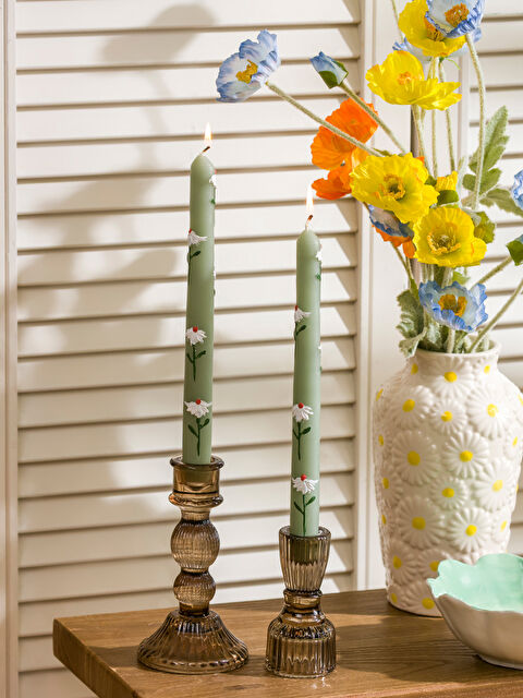 LCW HOME Çiçek Baskılı Dekoratif Mum 2'li - S62746Z8-F9C
