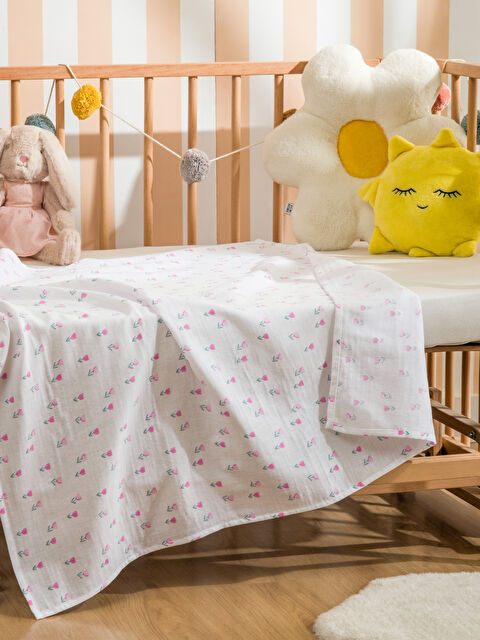 LCW ACCESSORIES Çiçek Desenli Kız Bebek Müslin Örtü 90x100 cm - S63363Z1-LRB