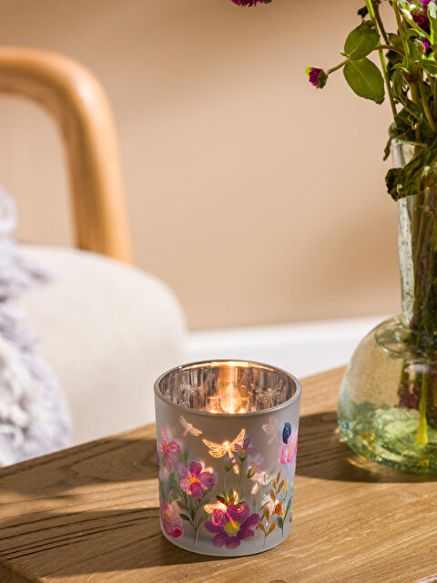 LCW HOME Çiçek Baskılı Bardak Mum - S63513Z8-M0T