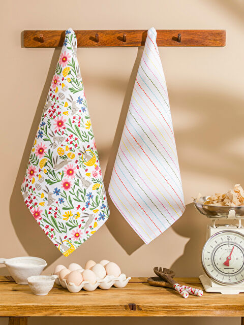 LCW HOME Çiçek Desenli Kurulama Bezi 2'li 40x50 cm - S64666Z8-F9C