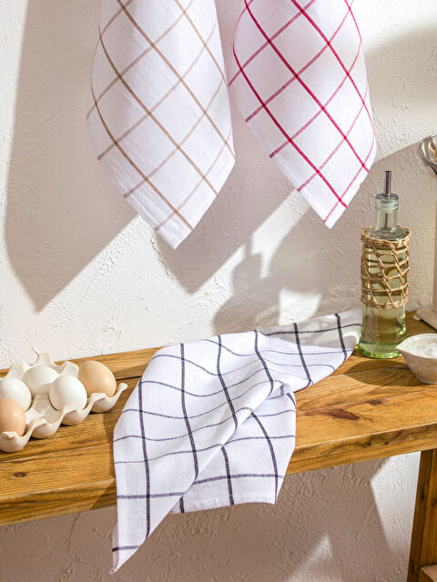 LCW HOME Ekose Desenli Kurulama Bezi 3'lü 40x50 cm - S64834Z8-F9C