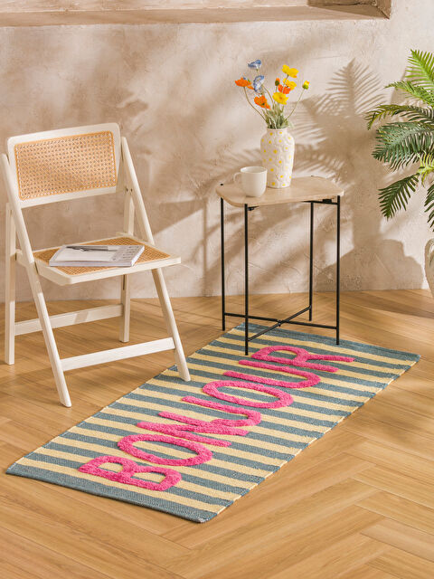 LCW HOME Bonjour Yazı Nakışlı Halı 70x140 cm - S67008Z8-F9C