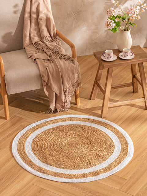 LCW HOME Çizgi Desenli Hasır Yuvarlak Halı 90 cm - S67038Z8-F9C