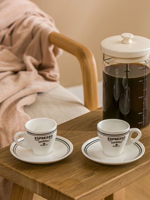 LCW HOME Baskılı 2 Kişilik Porselen Kahve Fincan Takımı 90 ml - S68071Z8-ZUX