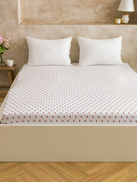 LCW HOME Çilek Desenli Çift Kişilik Lastikli Çarşaf - S69659Z8-F9C