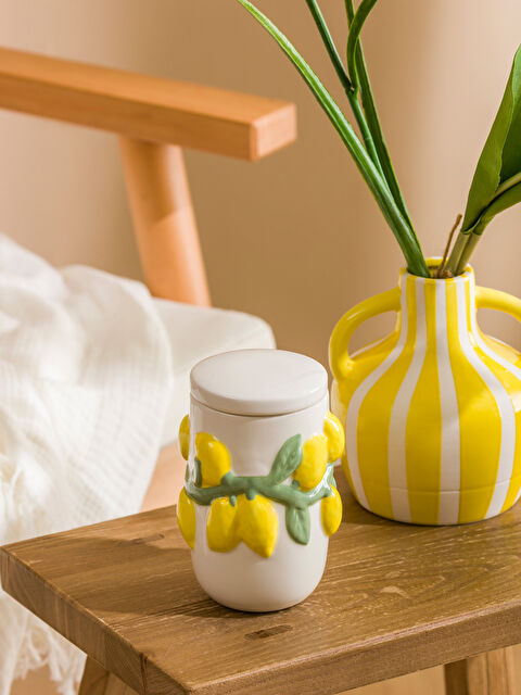 LCW HOME Lemon Figured Ceramic Storage Container 15 cm - S6CP04Z8-F9C